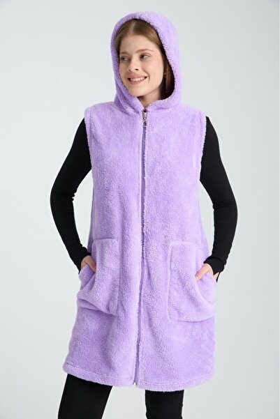 MODA VUSLAT Women's Lilac Zippered Fleece Vest