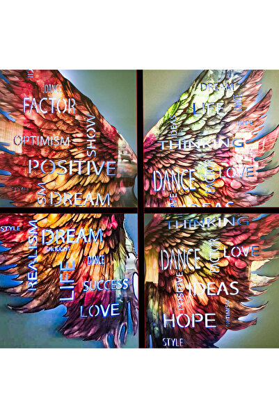 Lucenda Kişiye Özel Yazılı Led Işıklı Tablo Epoksi Cam Tablo Violet Mor Melek Kanadı