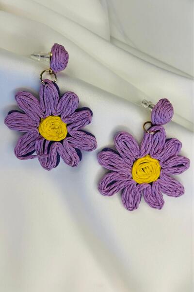 Melissa Boutique Women's Lilac Daisy Design Earrings