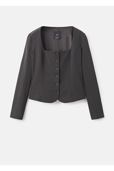 MANGO Woman Crop kumaş blazer ceket