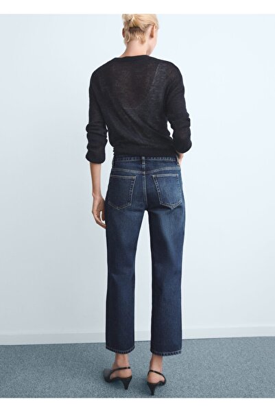 MANGO Woman Orta bel düz kesim jean