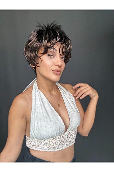 Suzan Peruk Kısa Model Peri kesim Medikal peruk-Ense kısmı ayarlanabilir her ...