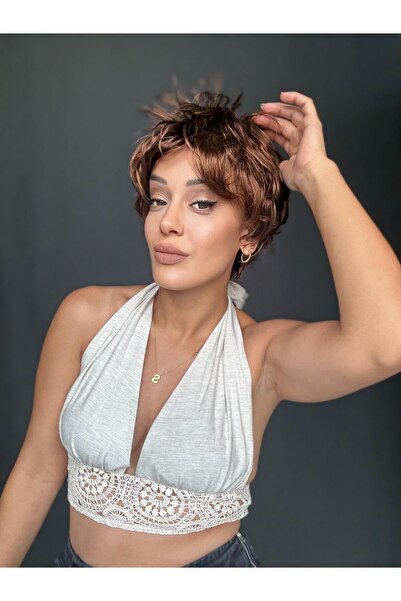 Suzan Peruk Kısa Model Peri kesim Medikal peruk-Ense kısmı ayarlanabilir her ...