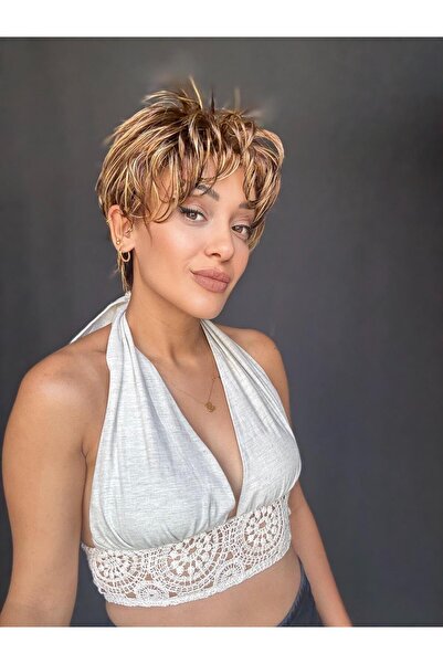 Suzan Peruk Kısa Model Peri kesim Medikal peruk-Ense kısmı ayarlanabilir her ...