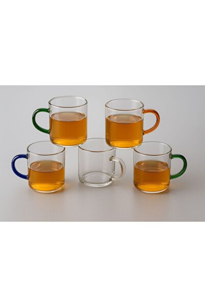 Molino 6' lı Renkli Kulplu Kahve Fincan Takımı Borosilikat Cam 90 ml Kahve Bardağı