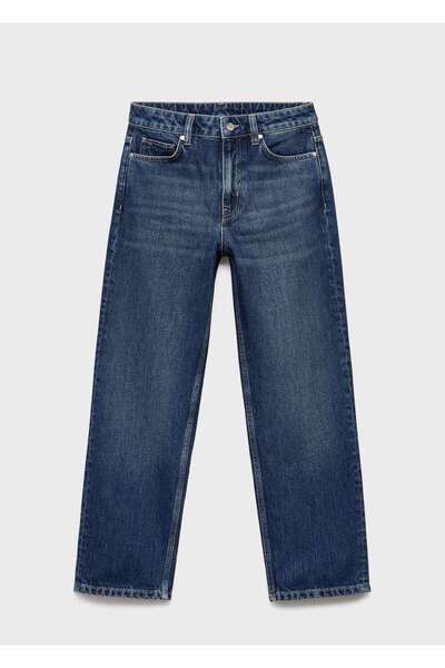 MANGO Woman Orta bel düz kesim jean