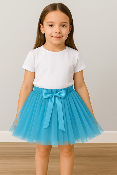 nacar çarşı Kız Çocuk Turkuaz Tütü Etek Fiyonk Detaylı Gösteri Etek 23 Nisan ...