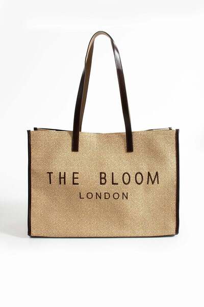 the bloom london Kadın Vegan Deri – Kahverengi Canvas Omuz Çantası