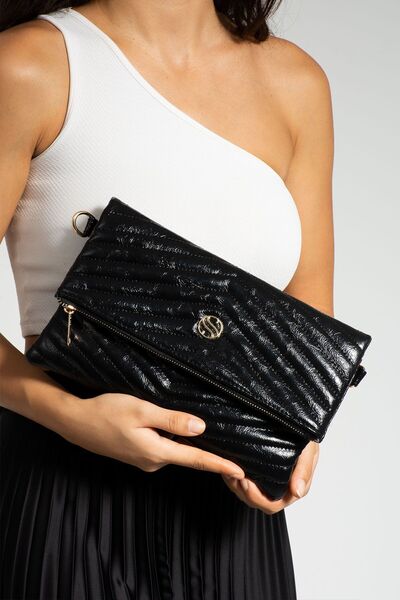 Çanta Trend Women's Faux Leather Quilted Patterned Cross Strap Magnetic and Zippered Clutch Bag