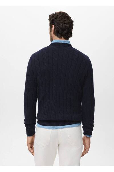 MANGO Man %100 yün örgü desenli kazak