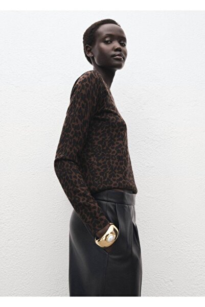MANGO Woman Leopar desenli ribana kazak