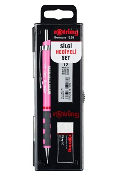 Rotring Tikky Okul Seti 0.5 mm Neon Pembe Versatil Kalem + Silgi + Uç