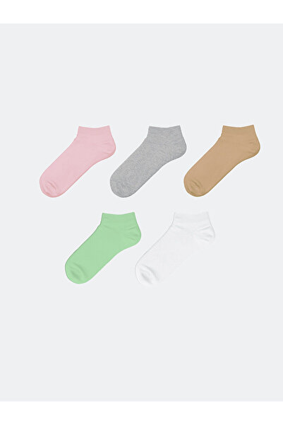 LC Waikiki Green Women's Plain Booties Socks 5-Pack
