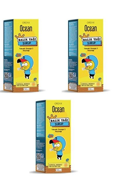 Ocean Omega 3 Portakallı Balık Yağı 150ml 3 Adet