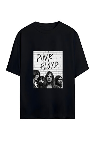 GraffTee تي شيرت بينك فلويد للجنسين من القطن كبير الحجم