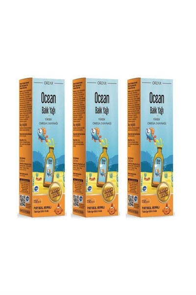 Ocean Omega 3 Portakallı Balık Yağı 150ml 3 Adet