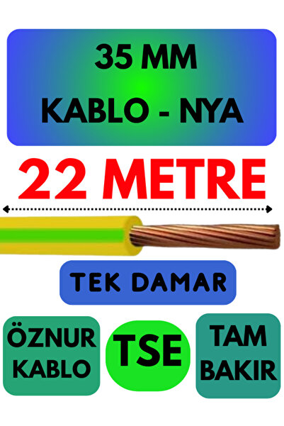Avarson Öznur 35 MM NYA Kablo Metre Seçenekli (Sarı-Yeşil) 22 METRE