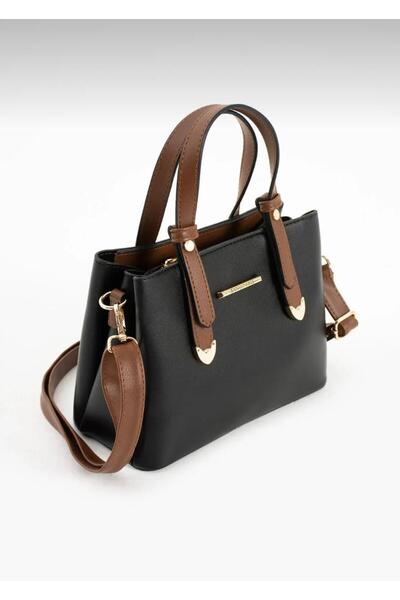 Sanmorris Kadın 4 Bölmeli Gold Aksesuarlı Sade Şık Omuz Ve El Çantası