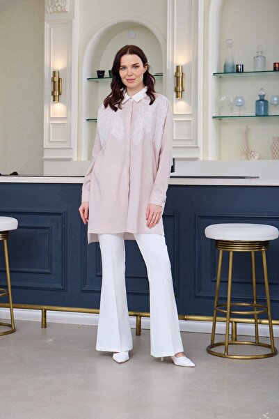 Moodbasic Mb11.247 Striped Shirt with Lace Detail