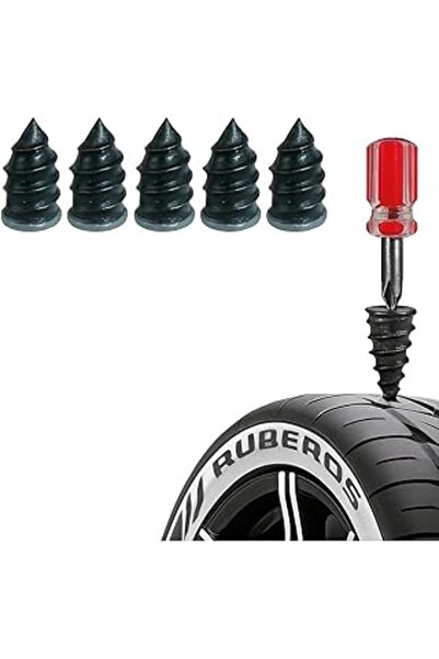 Busstier 10 Adet Araba Lastiği Tamir Kavucuğu Kauçuk Çelik Vakumlu Sızdırmaz Lastik Onarım Çivisi Ot