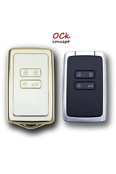 ock concept حافظة مفاتيح السيارة باللون الأبيض لسيارة رينو ميجان 4 كوليوس كادجار، سلسلة مفاتيح السيارة