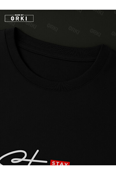 EFFRENATU Stay Strong Printed Plus Size Black T-Shirt & Black Pants Tracksuit Set