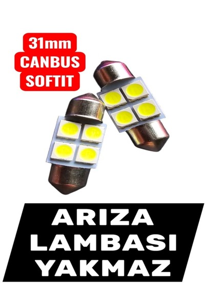 TVS 31mm 2 Adet Softit LED Ampul Canbus Plaka Tavan Bagaj Plaka Araç İç Aydın...