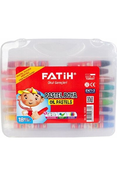 Fatih 18 Renk Pastel Boya Plastik Çantalı Tutucu Hediyeli 18 Li 1 Paket