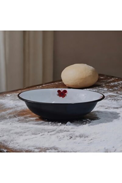 abnturk Kaliteli Yuvarlak Çinko Emaye Retro Beyaz Jumbo Boy Meyve Hamur Gıda ...