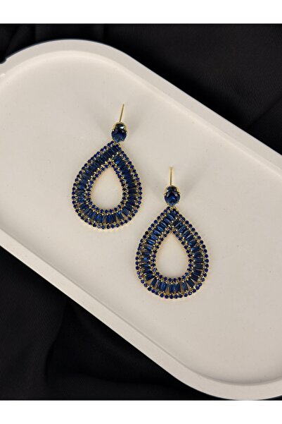 Unzilee Dark Blue Zircon Stone Drop Model Stylish Decorative Hanging Steel Ma...