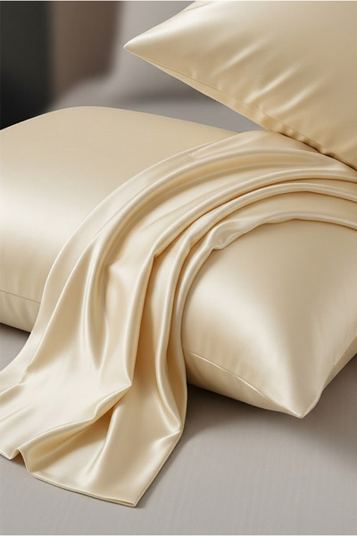 pistore Κρεμ μεταξωτό σατέν μαξιλαροθήκη 50 X 70 Σετ 2 τεμαχίων