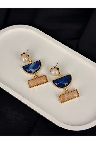 Unzilee أقراط متدلية بلون ذهبي مع مظهر طبيعي يشبه الحجر