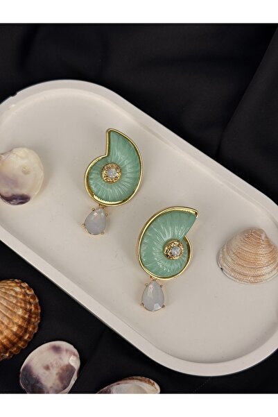 Unzilee أقراط موديل العلامة التجارية GREEN SNAIL