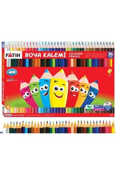 Fatih 36 Lı Kuru Boya Karton Kutulu 1 Adet 36 Renk Boya Kalemi Karton Kutuda ...