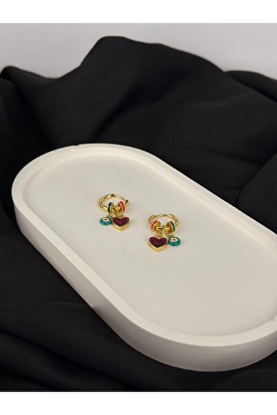 Unzilee Heart and Eye Beaded Dangle Earrings