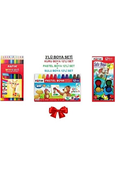Fatih 3'lü Boyama Seti (Kuru Boya+Sulu Boya+Pastel Boya