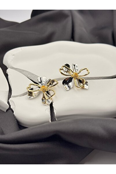 Unzilee Gold and Silver Colored Metal Brand Model Earrings