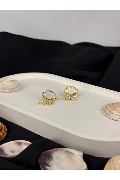 Unzilee Gold Color Stone Cloud Model Lightweight Dangle Steel Earrings