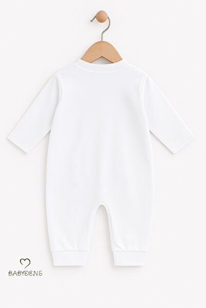 BABYDEN'S Baby Boy Romper with Little Boss Bow Tie - Button-Up Design, Long Sleeve 100% Cotton Newborn Romper