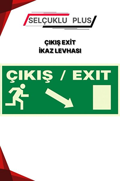 Selçuklu Plus Fotolümenli Acil Çıkış Levhası Yeşil Zemin Kalın Plastik 28,5x1...