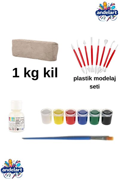 andelart 1 kg Seramik Hamuru Seti, Kil hamuru, modelaj seti , havayla kuruyan...