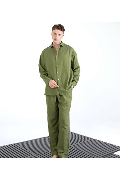 ATKGİYİM Linen Men's Linen Shirt & Trousers Set – Summer Comfortable and Styl...