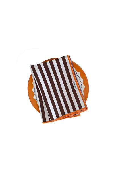 RİTMOHOME Sonbahar, Çizgili, Renkli, Kenar Biyeli Kumaş Servis Sunum Peçetesi...