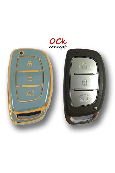 ock concept حافظة مفاتيح السيارة الذكية باللون الرمادي لهيونداي i20 نيكل ix35...