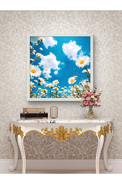 Gökyüzü Panel Papatyalı Gökyüzü Led Tablo – 60x60 cm | Sıva Üstü Montajlı, Tak-Çalıştır Sistem, Arapuarlı