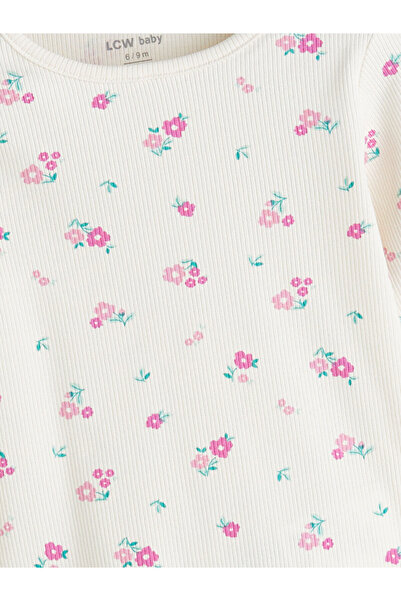 LC Waikiki Lcw baby ecru bicycle collar floral girl baby pajama set