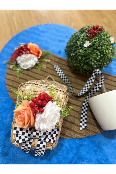 Marrone Paspas Takımı Kapı Önü Paspası Top Şimşir Ağacı Kapı Önü Sepeti