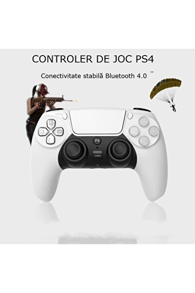 GBV LOGIC Controller Wireless PS4 , alb, Funcție turbo,800mAh, vibrare dublă, 350g, butoane iluminate