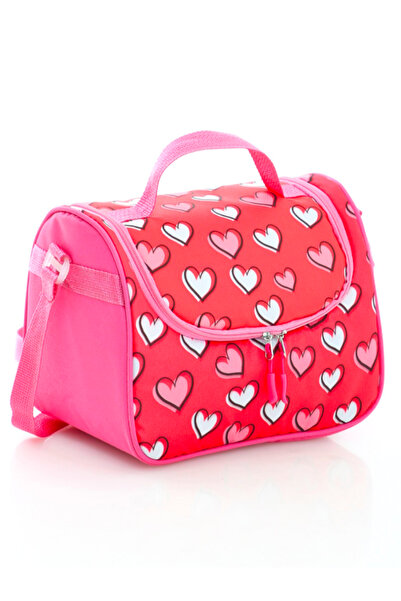 a v d a Heart Patterned Pink Thermal Insulated Full Lined Lunch Box