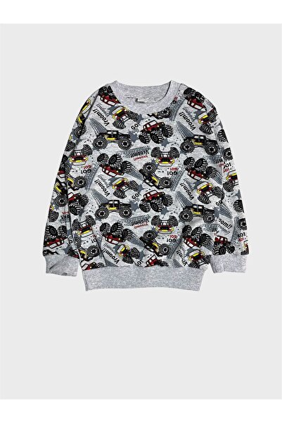 ALİŞ KİDS Σετ παιδικών αγοριών, βαμβακερό γκρι, μακρυμάνικο, εποχικό σετ πιτζάμες με σχέδιο τζιπ